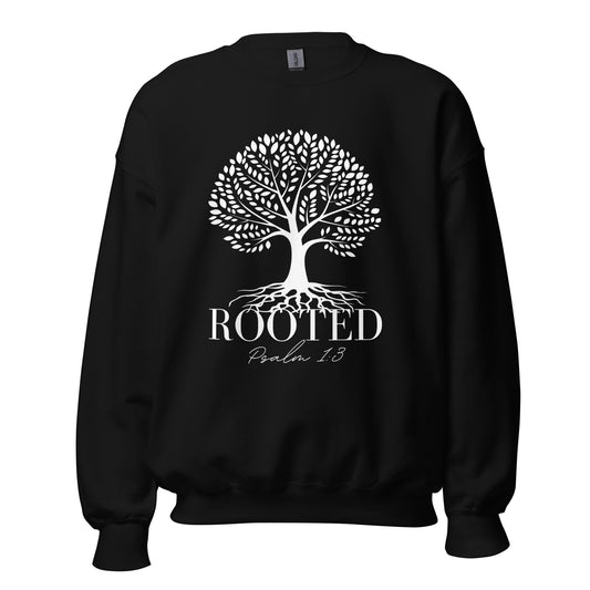 "Rooted" in White Unisex Sweatshirt